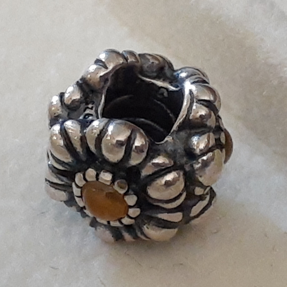 Pandora Birthday Bloom Charm With Citrine
